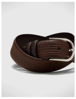 Politix Textured Leather Belt in Brown
