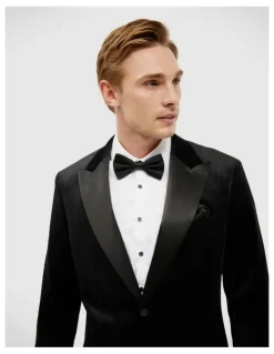 Politix Velvet Black Tie Tuxedo in Black
