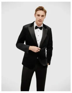 Politix Velvet Black Tie Tuxedo in Black