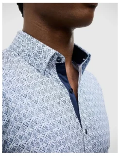 Politix Dylan Damask Print Shirt in Ink