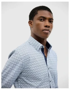 Politix Dylan Damask Print Shirt in Ink