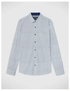Politix Dylan Damask Print Shirt in Ink