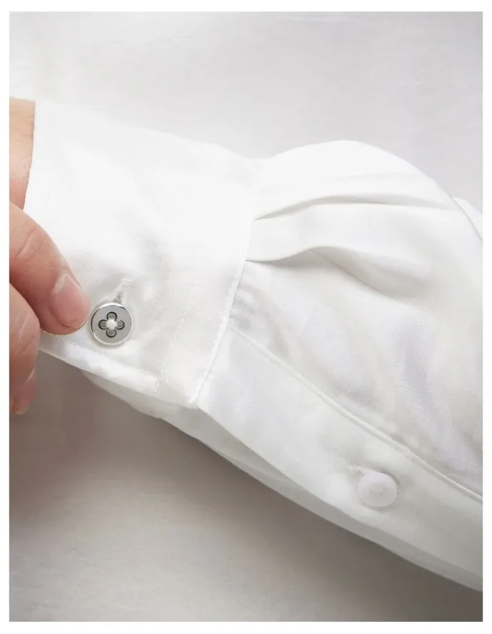 Politix Freddie Faux Silk Shirt in White