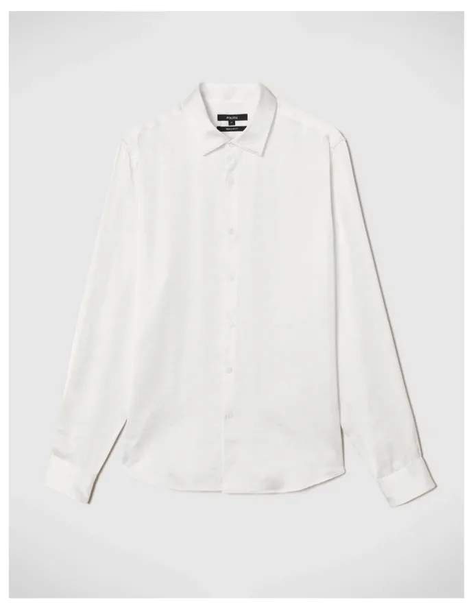 Politix Freddie Faux Silk Shirt in White