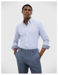 Politix Jacob Geo Print Shirt in Blue