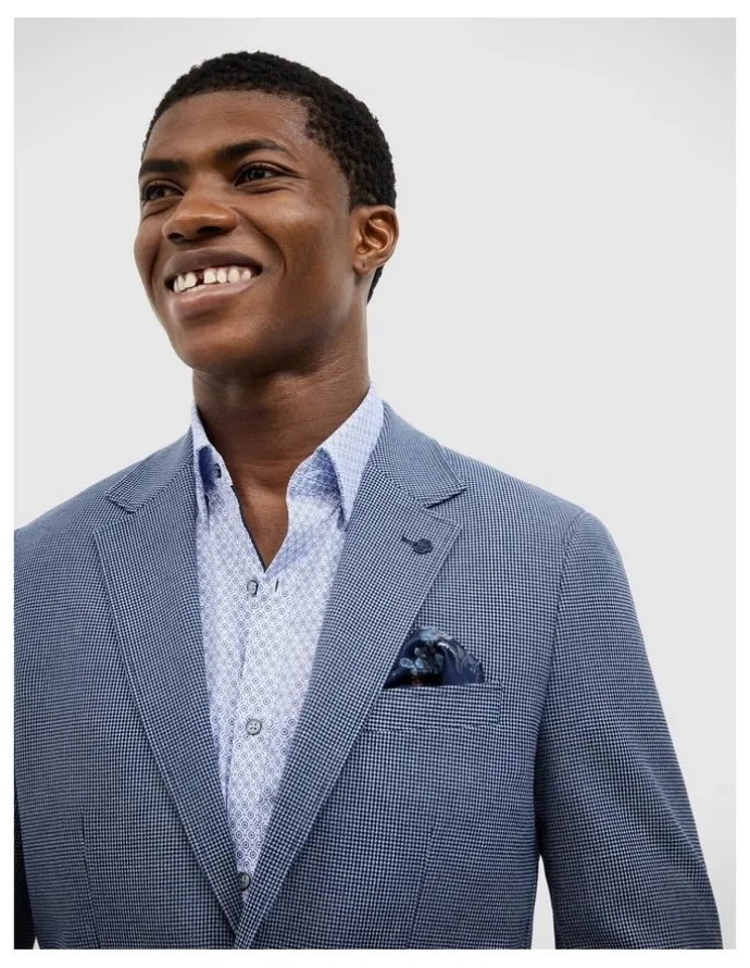 Politix James Textured Two-toned Blazer in Blue