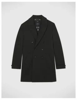 Politix Knight Double Breasted Performance Coat in Black