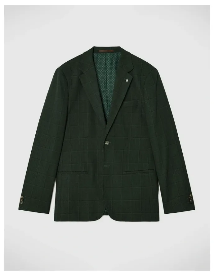 Politix Lawson Windowpane Check Blazer in Dk Khaki