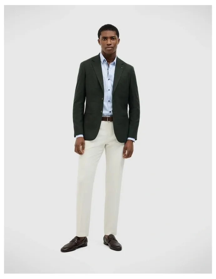 Politix Lawson Windowpane Check Blazer in Dk Khaki