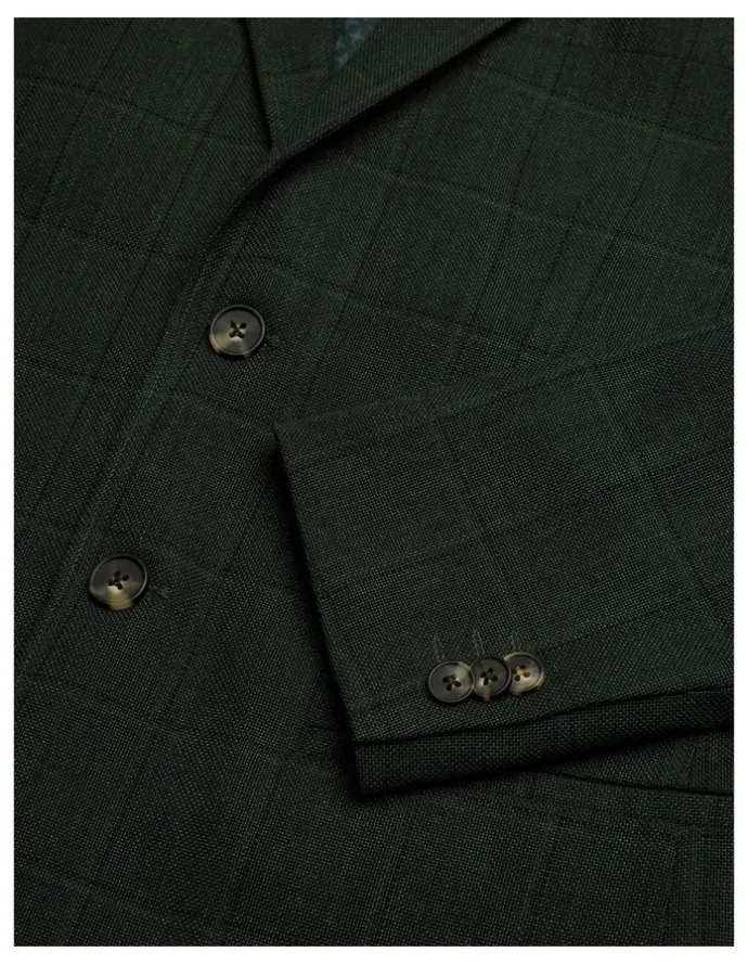 Politix Lawson Windowpane Check Blazer in Dk Khaki