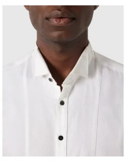 Politix Long Sleeve Fly Collar Shirt in White
