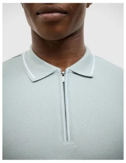 Politix Morgan Textured Zip-up Polo in Sage