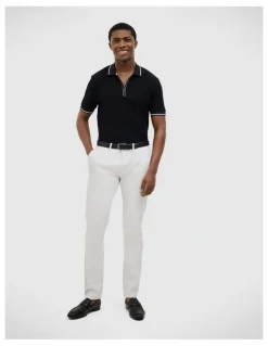 Politix Morgan Textured Zip-up Polo in Black