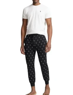 Polo Ralph Lauren Allover Pony Cotton Jersey Sleep Jogger in Black