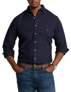 Polo Ralph Lauren Big & Tall Garment-Dyed Oxford Shirt in Navy