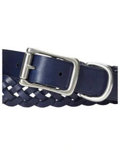 Polo Ralph Lauren Braided Leather Belt in Navy