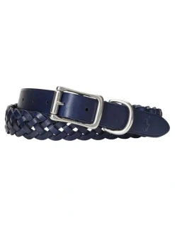 Polo Ralph Lauren Braided Leather Belt in Navy