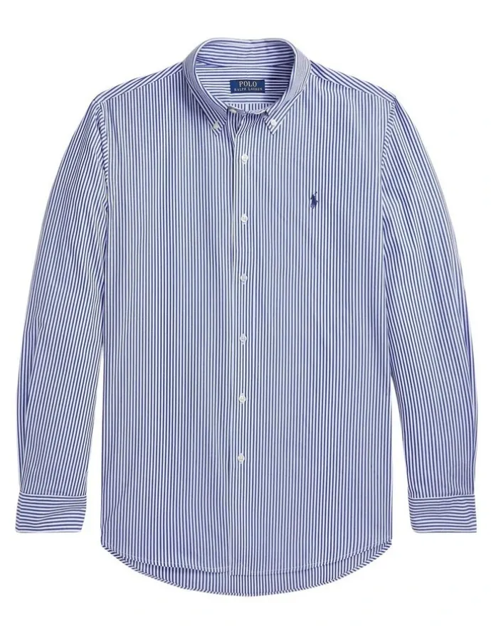 Polo Ralph Lauren Classic Fit Striped Stretch Poplin Shirt in Blue