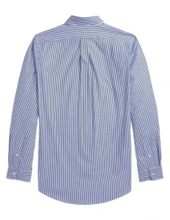 Polo Ralph Lauren Classic Fit Striped Stretch Poplin Shirt in Blue