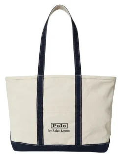 Polo Ralph Lauren Logo Canvas Medium Tote Bag in Natural