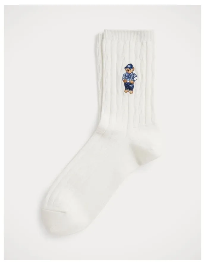 Polo Ralph Lauren Polo Bear Cable-Knit Half-Crew Socks