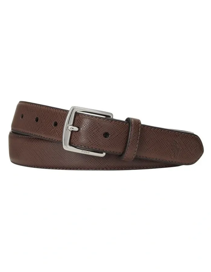 Polo Ralph Lauren Saffiano Leather Belt in Brown