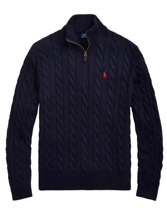 Polo Ralph Lauren Cable-Knit Cotton Quarter-Zip Sweater