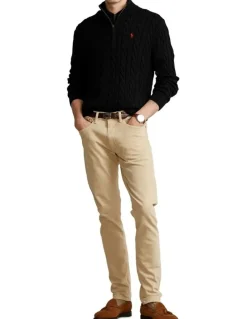 Polo Ralph Lauren Cable-Knit Cotton Quarter-Zip Sweater Black