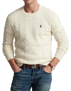 Polo Ralph Lauren Cable-Knit Wool-Cashmere Sweater in Natural