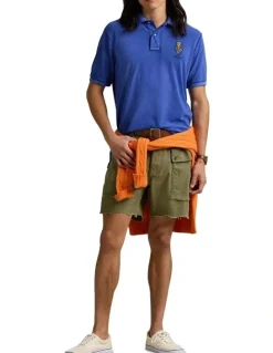 Polo Ralph Lauren Classic Fit Polo Bear Mesh Polo Shirt in Blue