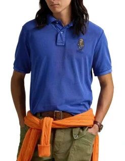 Polo Ralph Lauren Classic Fit Polo Bear Mesh Polo Shirt in Blue