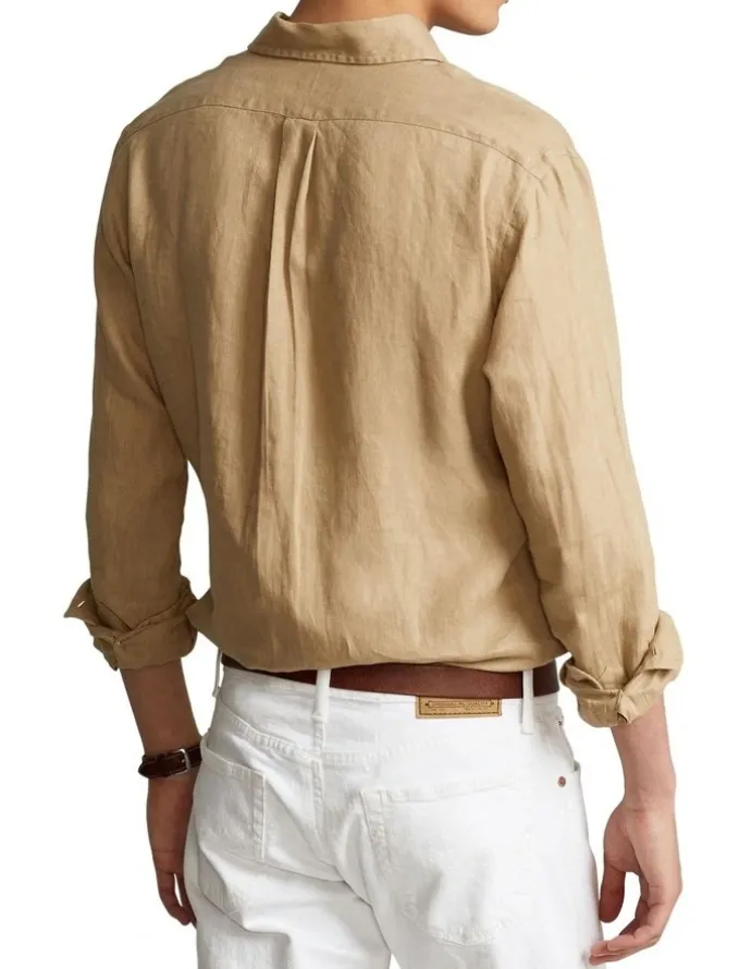 Polo Ralph Lauren Classic Fit Linen Shirt in Beige