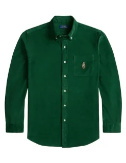 Polo Ralph Lauren Classic Fit Polo Bear Corduroy Shirt in Green