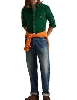 Polo Ralph Lauren Classic Fit Polo Bear Corduroy Shirt in Green