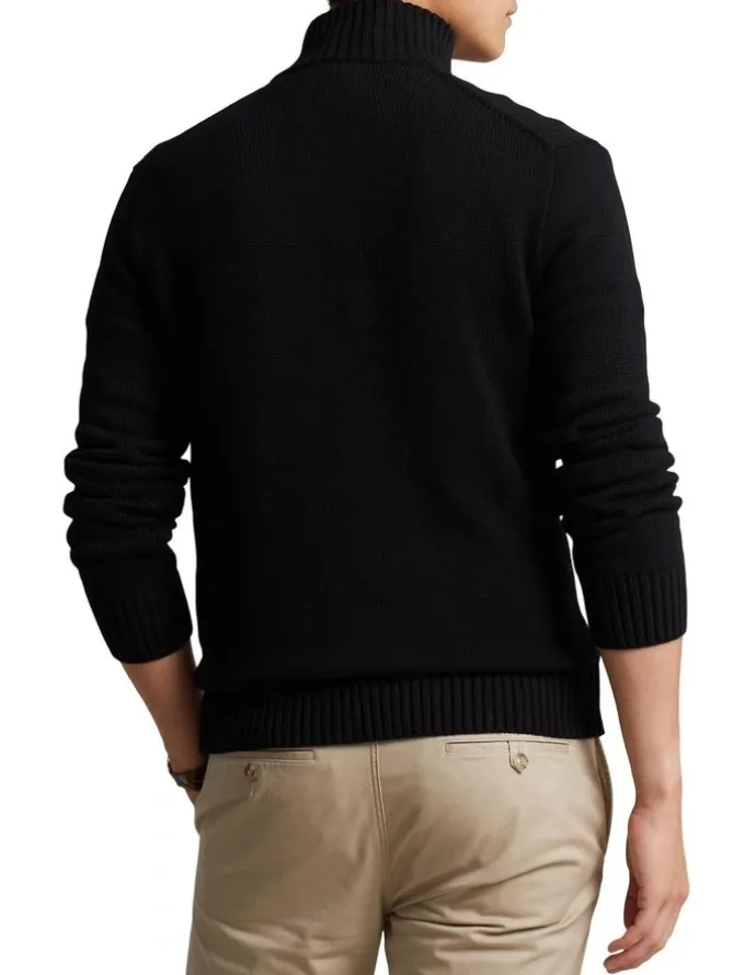 Polo Ralph Lauren Cotton Quarter-Zip Sweater in Black