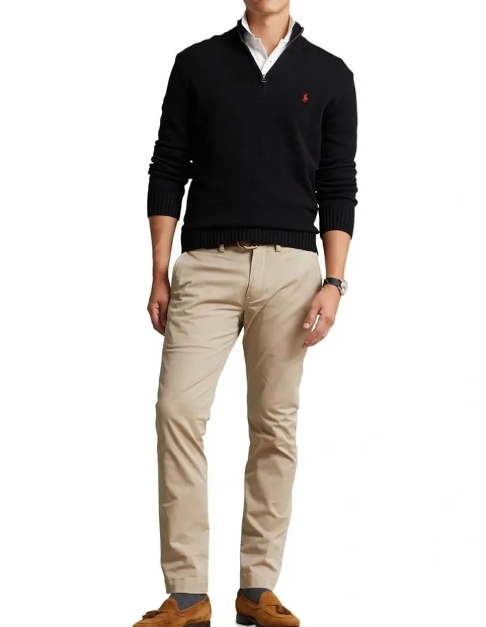 Polo Ralph Lauren Cotton Quarter-Zip Sweater in Black