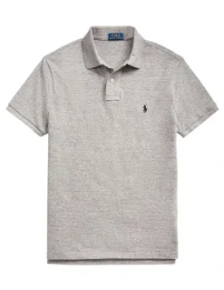 Polo Ralph Lauren Custom Slim Fit Mesh Polo Shirt in Grey