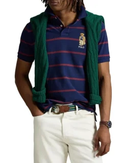 Polo Ralph Lauren Custom Slim Fit Bear Mesh Polo Shirt in Blue