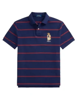 Polo Ralph Lauren Custom Slim Fit Bear Mesh Polo Shirt in Blue