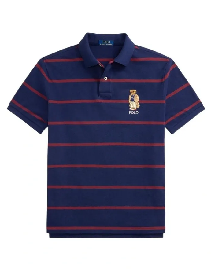 Polo Ralph Lauren Custom Slim Fit Bear Mesh Polo Shirt in Blue