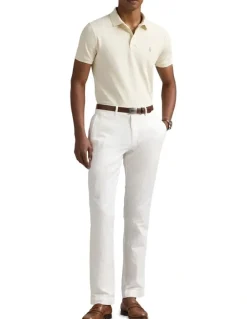 Polo Ralph Lauren Custom Slim Fit Stretch Mesh Polo Shirt in Natural