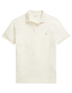 Polo Ralph Lauren Custom Slim Fit Stretch Mesh Polo Shirt in Natural