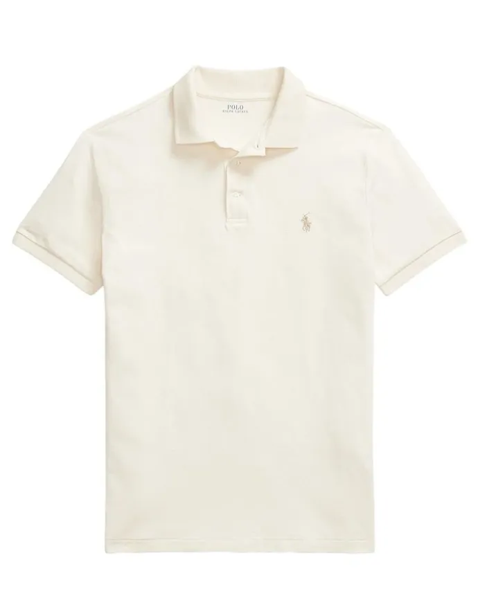 Polo Ralph Lauren Custom Slim Fit Stretch Mesh Polo Shirt in Natural
