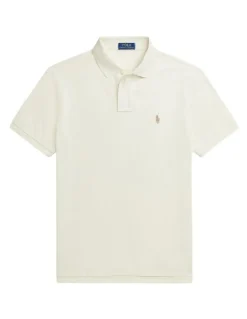 Polo Ralph Lauren Custom Slim Fit Mesh Polo Shirt in Natural