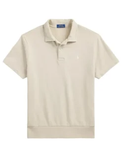 Polo Ralph Lauren Loopback Fleece Polo Shirt in Beige
