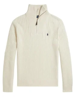 Polo Ralph Lauren Rib-Knit Wool-Cotton Sweater in Natural