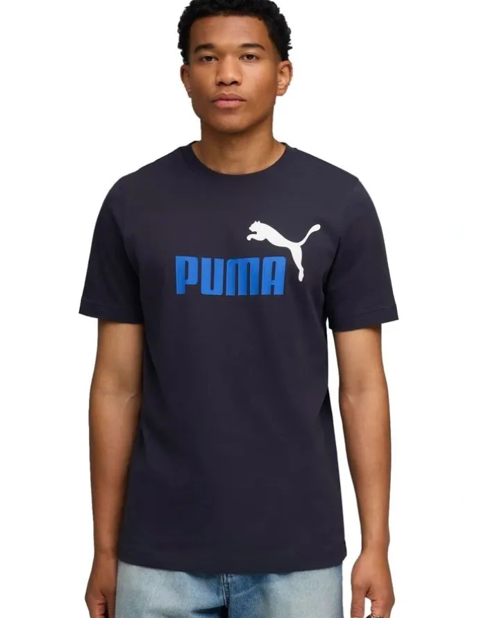 Puma Ess 2 Color No.1 Logo Tee in Blue