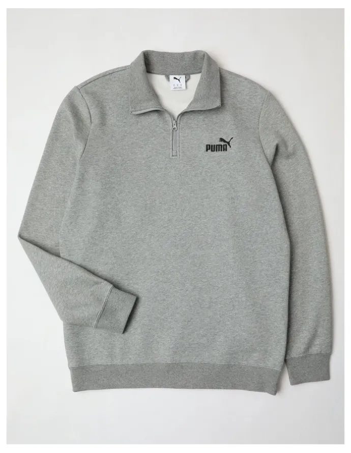 Puma Ess No. 1 Logo Half Zip Sweatshirt in Grey