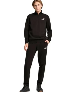 Puma Ess No. 1 Logo Half Zip Sweat Top in Black