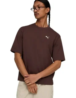 Puma Wardrobe Ess Boxy Tee in Brown